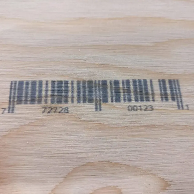 Barcode auf Holzplatte mit Thermal-Inkjet-Drucksystem