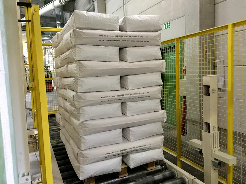 Gekennzeichnete Säcke auf Palette