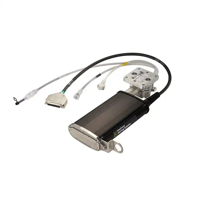 Der Druckkopf der V-Serie 8000+ mit 16-Düse , dargestellt in einer schrägen Produktansicht für industrielle Markierungsanwendungen mit großen Zeichen.