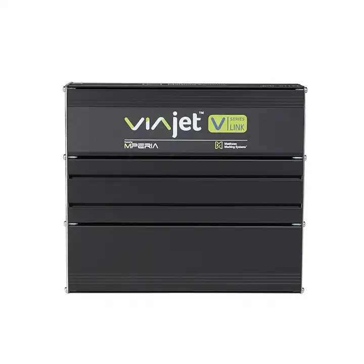 Der V-Link-Controller der V-Serie zur Steuerung von Großzeichen-Drucksystemen, von vorne gesehen.