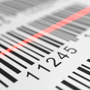 Grafik zum Scannen von Barcodes, die den Druck, die Überprüfung und die Validierung von Barcodes zur genauen Produktidentifizierung veranschaulicht.