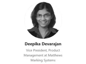 Deepika Devarajan, Vizepräsidentin für Produktmanagement bei Matthews Marking Systems
