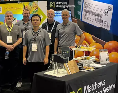 Matthews Marking Systems Team am Stand der Global Produce and Floral Show