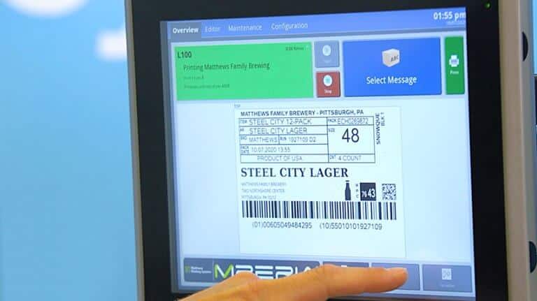 MPERIA-Controller mit Anzeige eines Produktetiketts und einer Barcode-Meldung